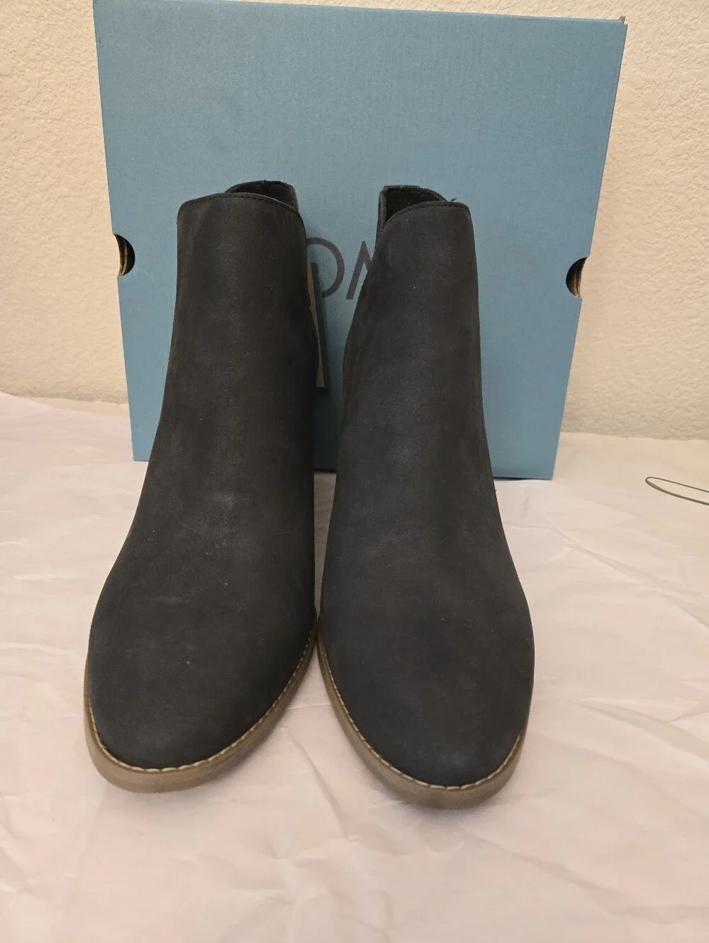 Toms Womens Sz 11 Eliza Black Nuback Leather Boots Double 